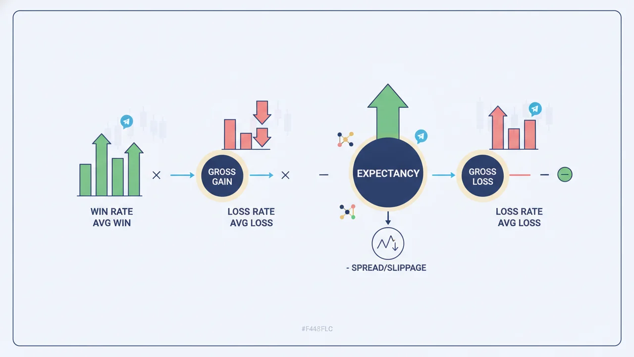 How win rate, win size, and costs combine into expectancy