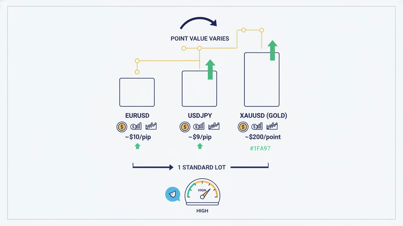 Why pip value differs across pairs and gold