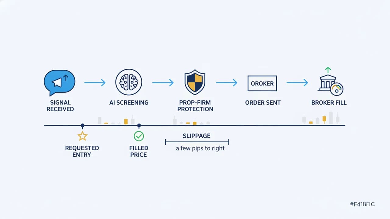 The anatomy of slippage from signal to broker fill