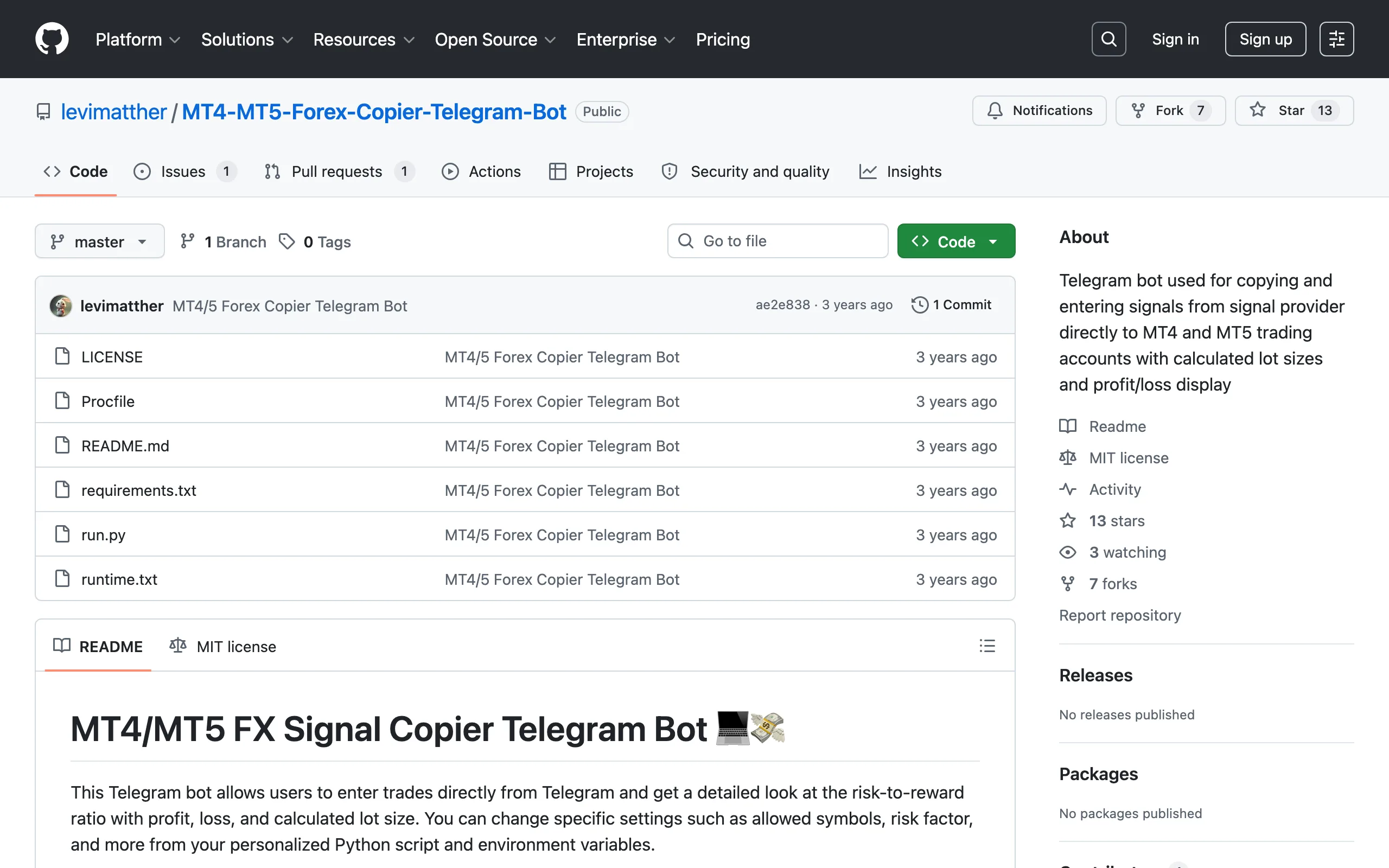 Open-source Telegram to MetaTrader copier on GitHub