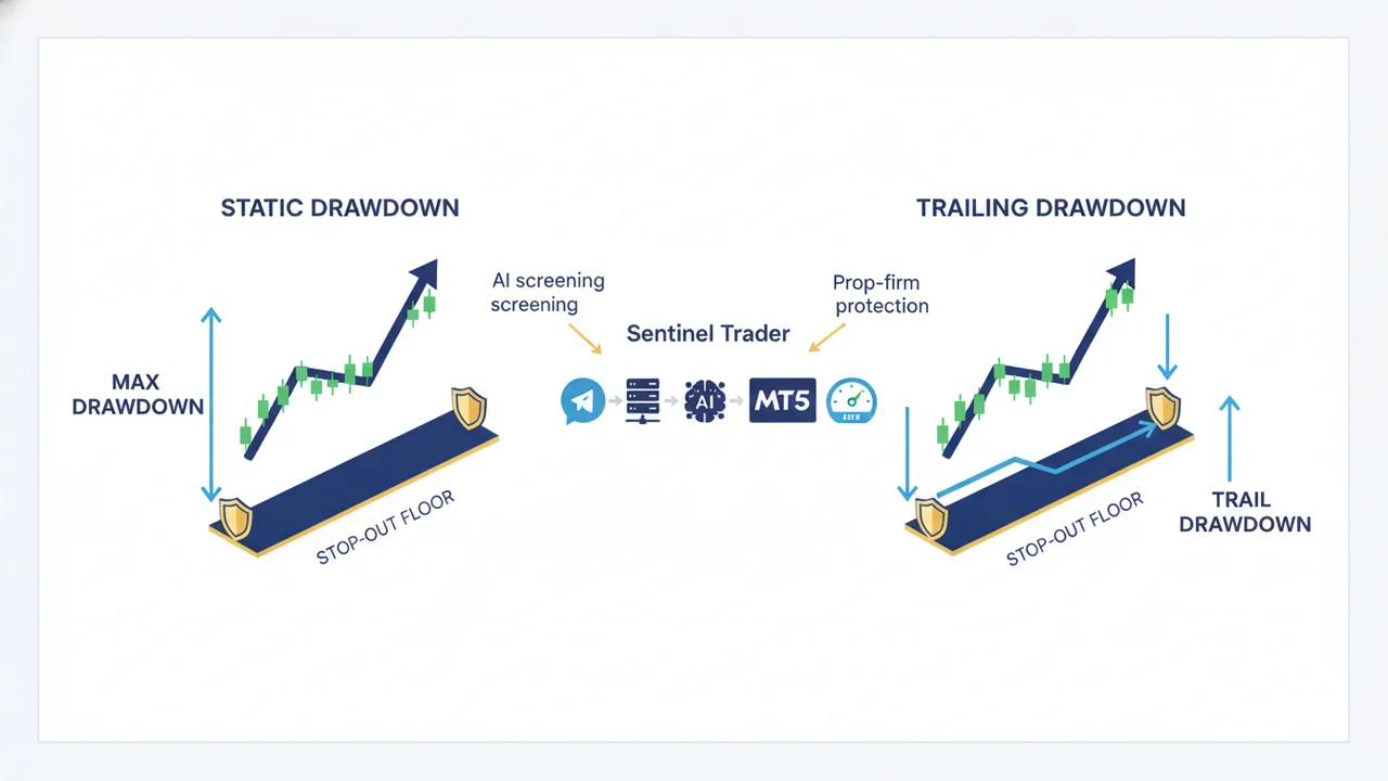 Static versus trailing maximum drawdown, and how each sets your stop-out floor